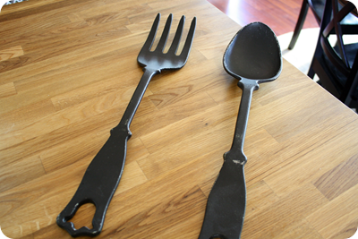 huge fork and spoon wall decor